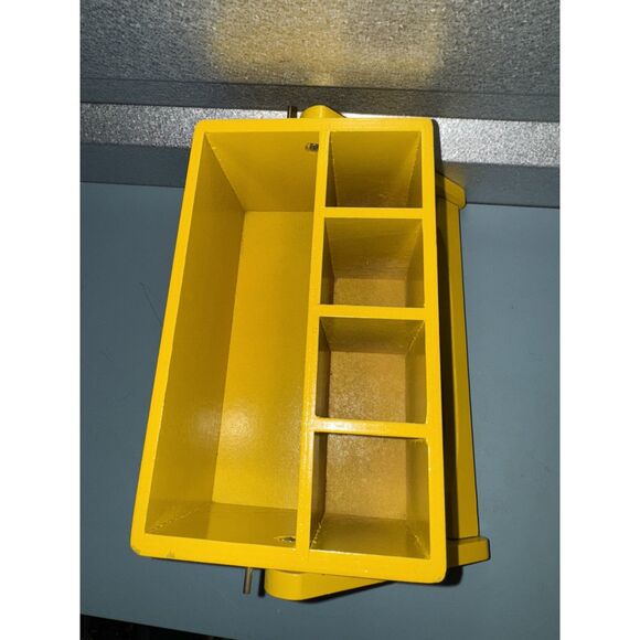 VTG Teleflora 1984 Wooden Planter Caddy - Yellow Floral Organizer Box - Picture 6 of 12